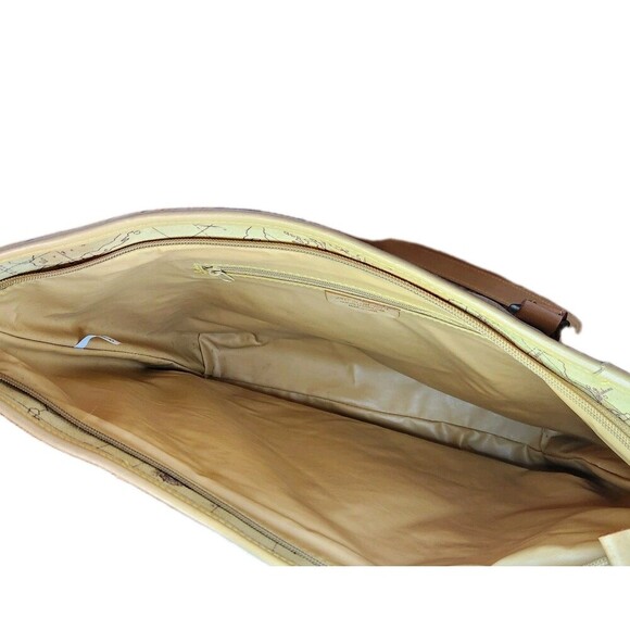 Allan Edward Leather World Map Begie Tote Bag Unique Map Design Shoulder Bag - Picture 8 of 16